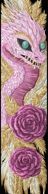 Free dragon bookmark featuring a soft but fierce dragon